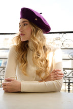 Béret Emily en laine – Aubergine – vue 1