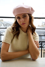Béret Emily en laine – Rose pâle – vue 1