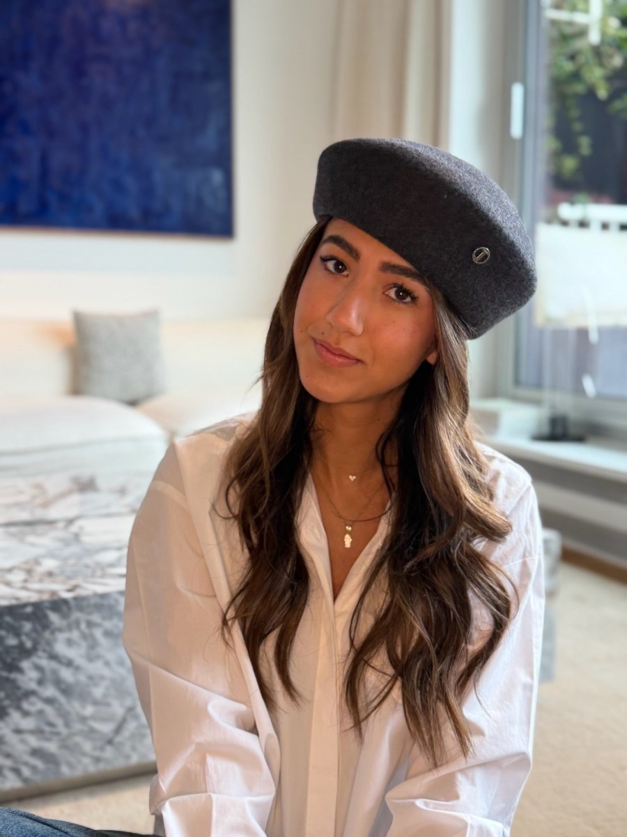 Béret Gigi en laine – Gris chiné foncé – vue 1