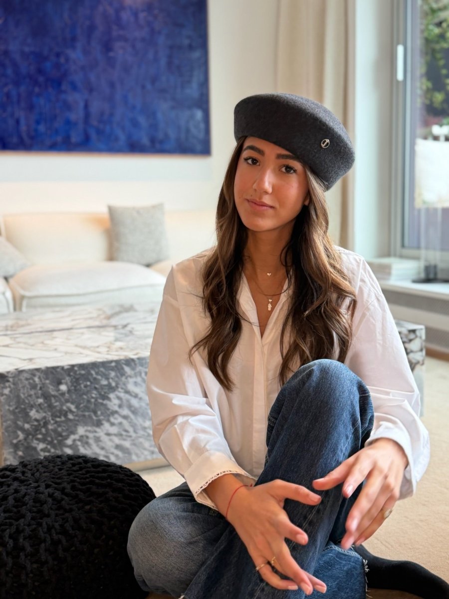 Béret Gigi en laine – Gris chiné foncé – vue 3