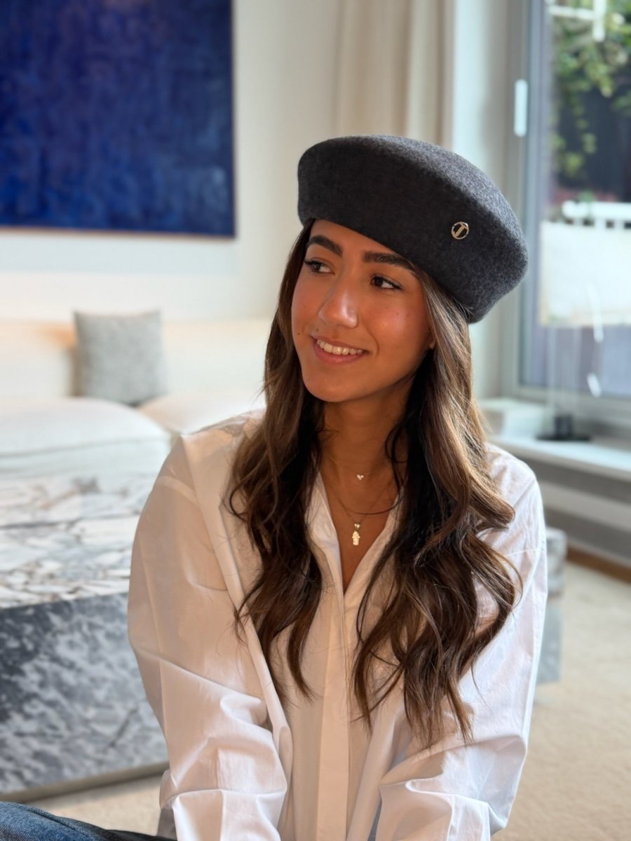 Béret Gigi en laine – Gris chiné foncé – vue 4