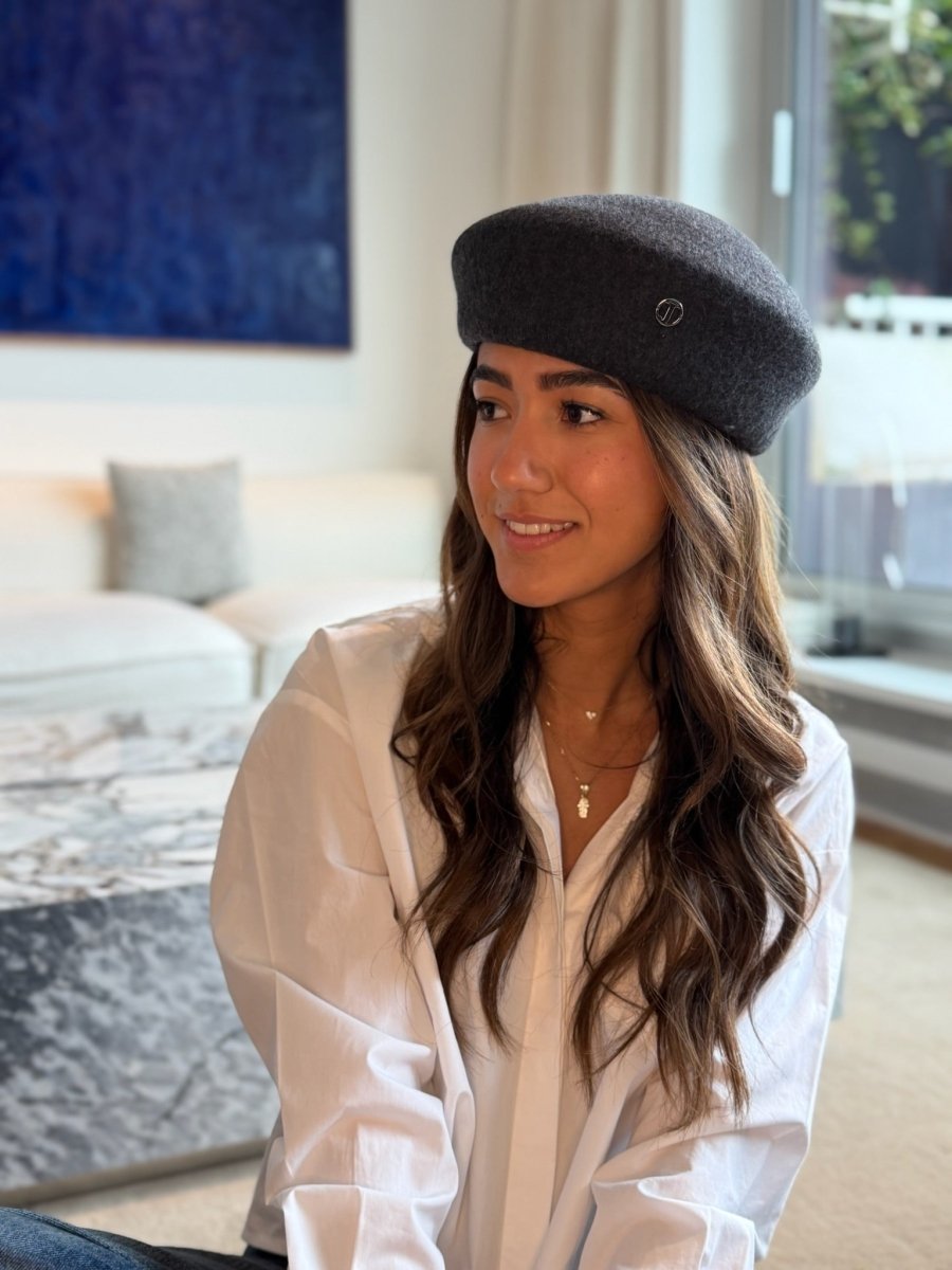 Béret Gigi en laine – Gris chiné foncé – vue 5