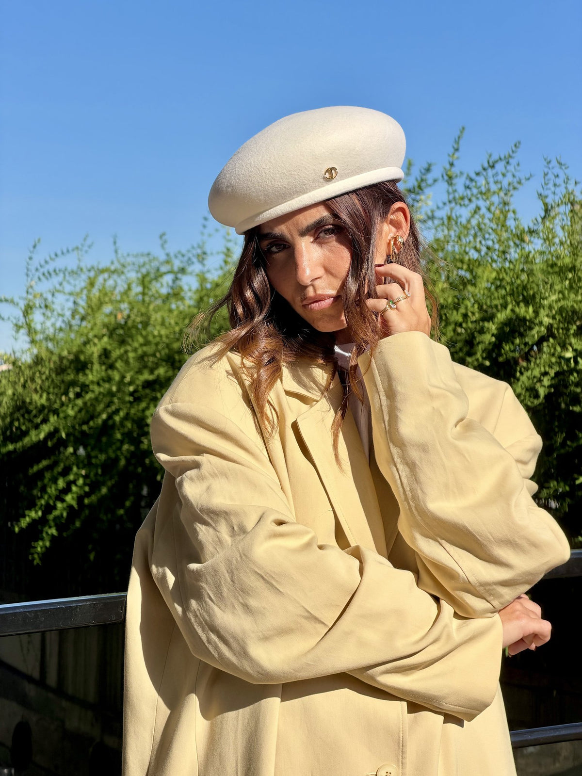 Béret toque Gina en laine – Blanc