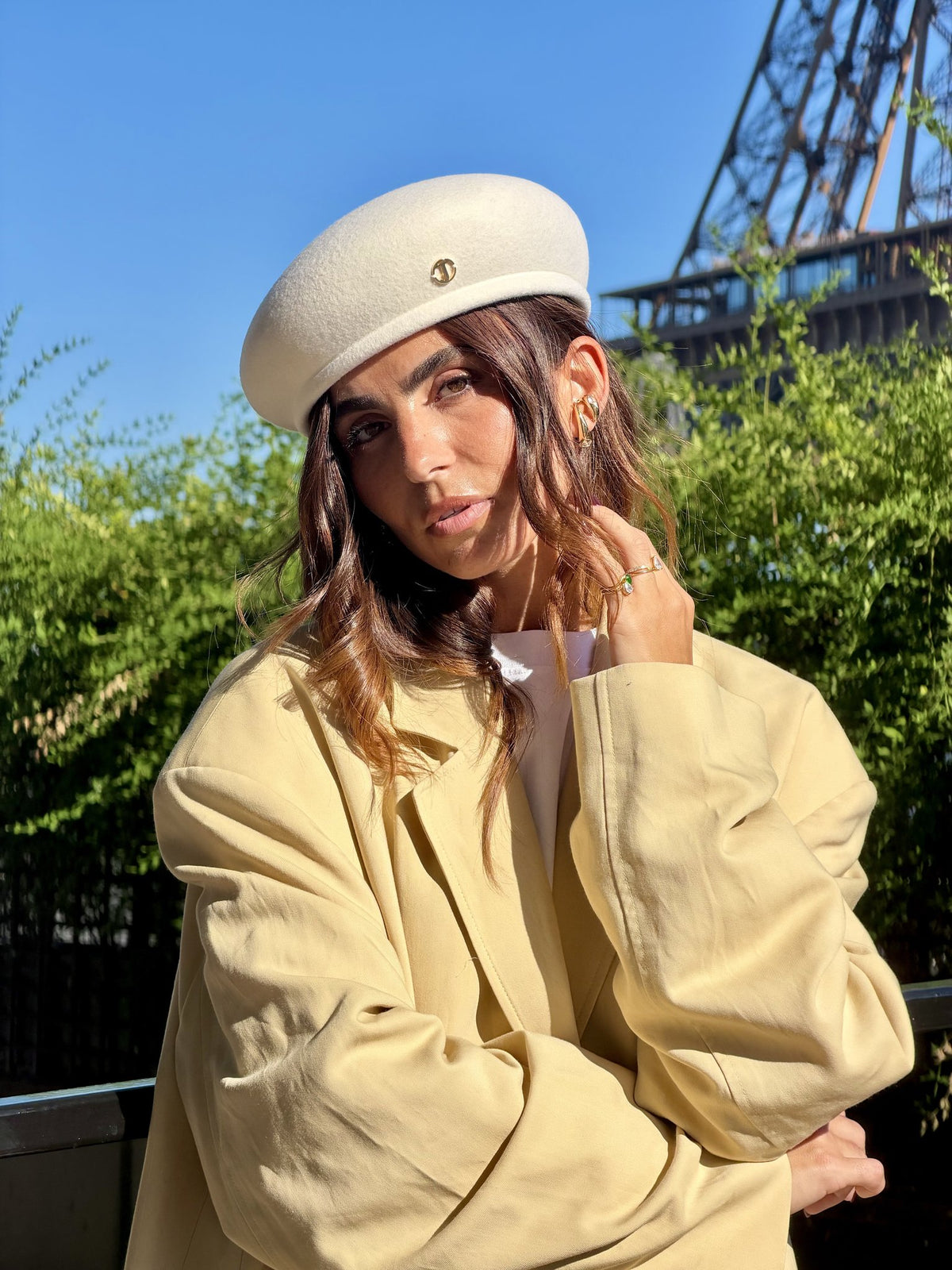 Béret toque Gina en laine – Blanc – vue 2