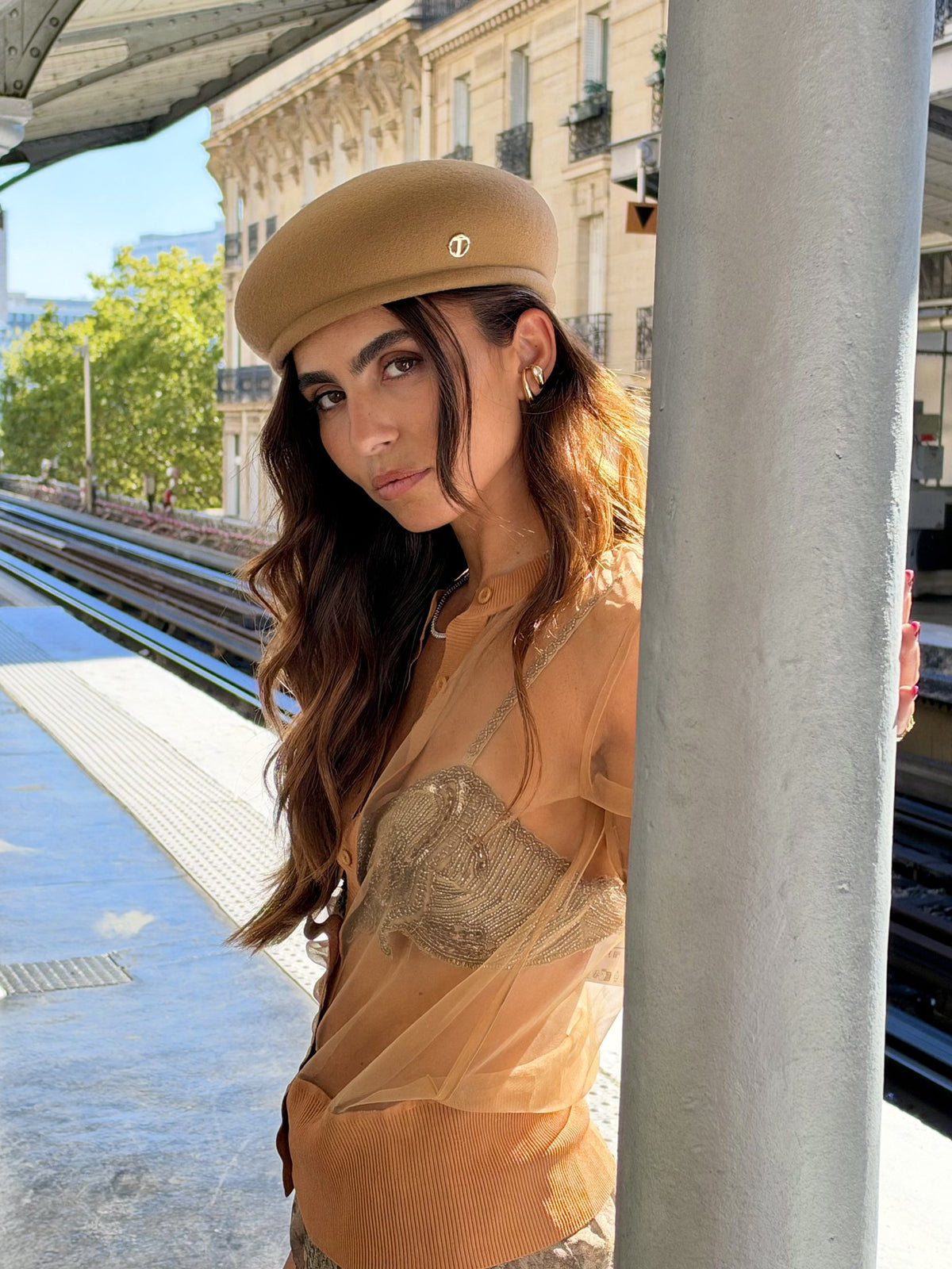 Béret toque Gina en laine – Camel