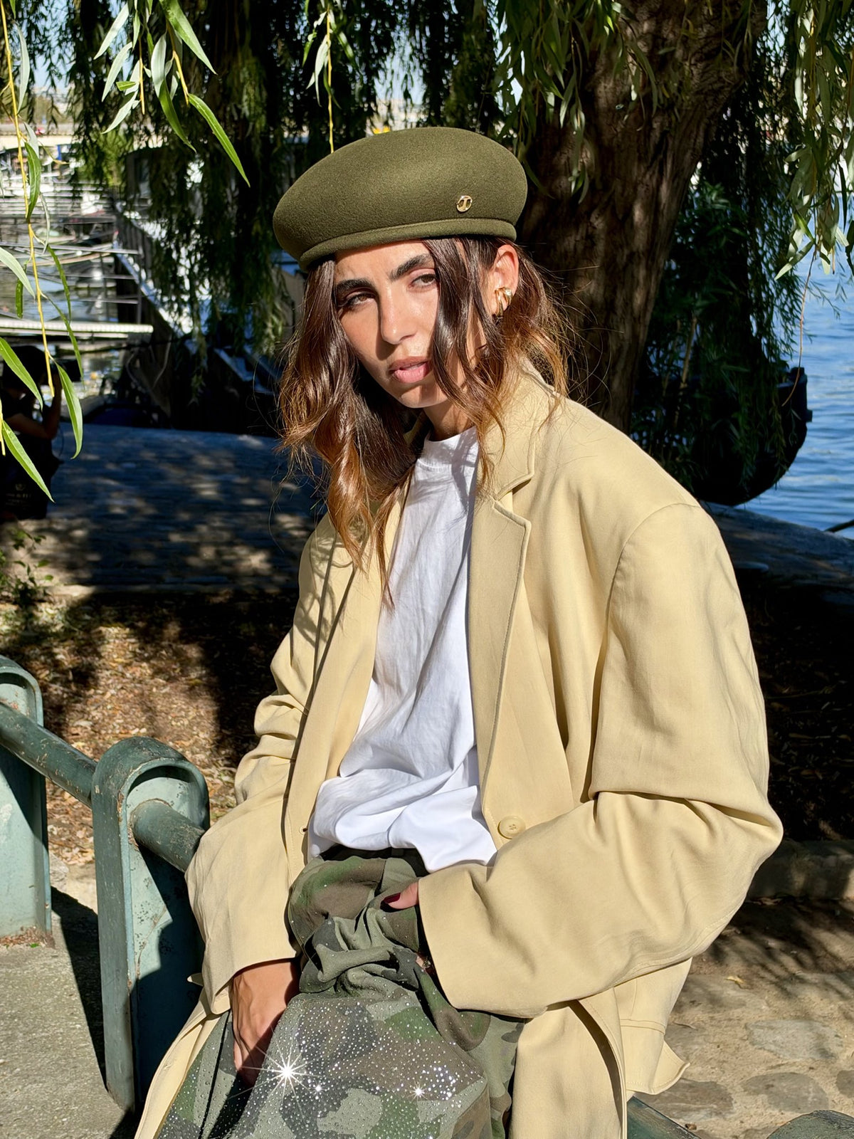 Béret toque Gina en laine – Kaki