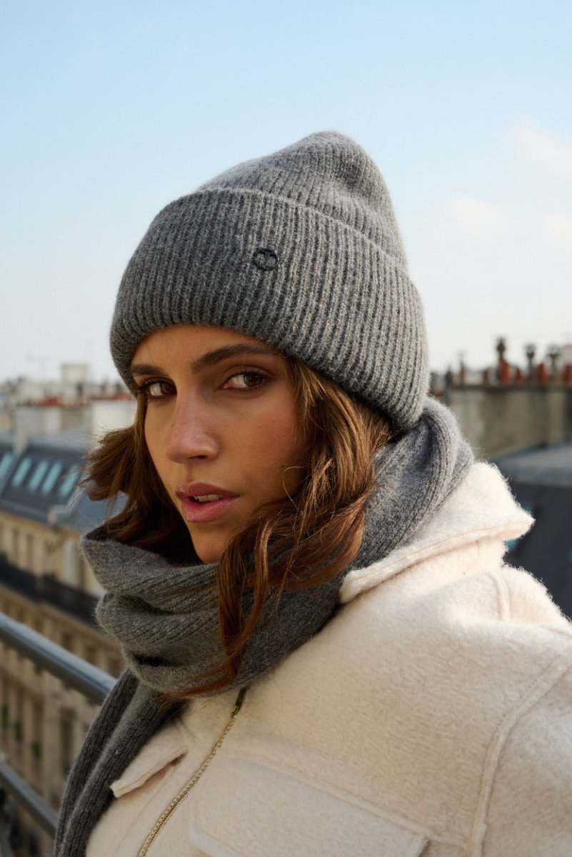Bonnet en Laine et Cachemire Gris foncé chiné - Joe & Mey