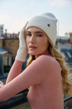 Bonnet en laine et cachemire – Blanc – vue 3