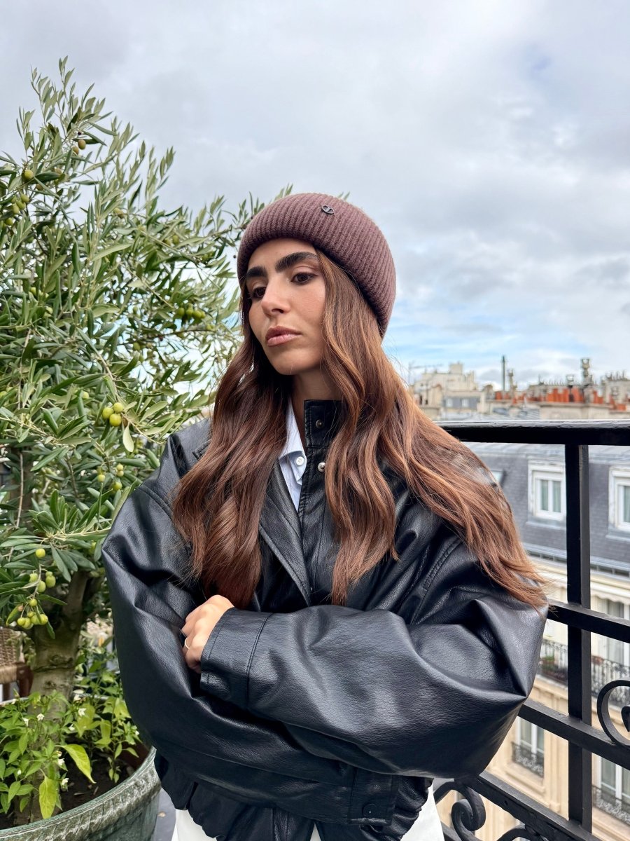 Bonnet en laine et cachemire – Choco – vue 3