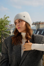 Bonnet en laine et cachemire – Gris chiné clair – vue 1