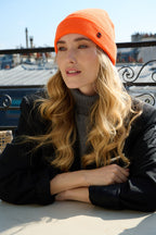 Bonnet à revers en acrylique – Orange – vue 2