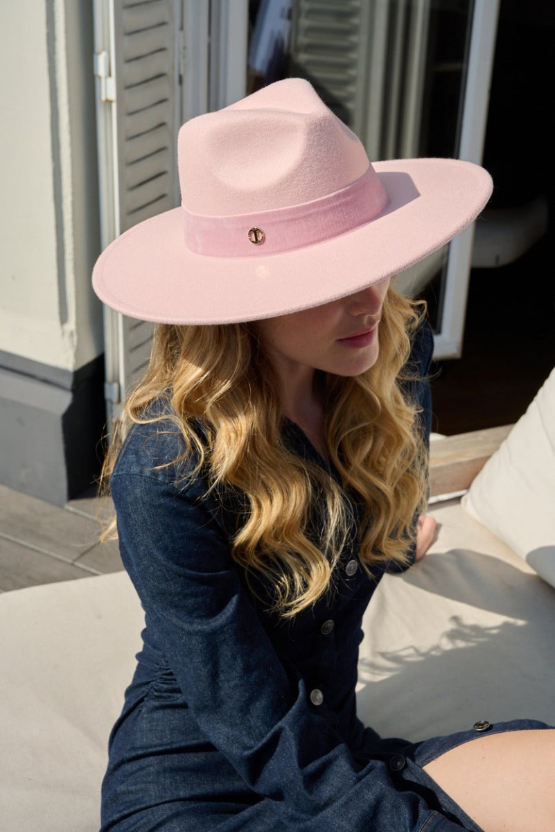 Borsalino Charlotte à Large Bord avec Ruban en Velours - Joe & Mey