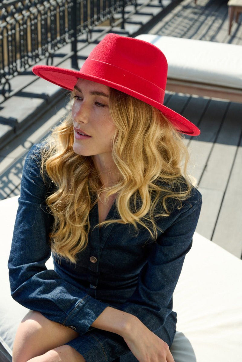 Borsalino Charlotte à Large Bord avec Ruban en Velours - Joe & Mey