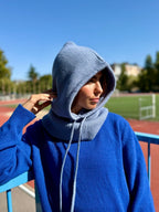 Cagoule mixte en laine et acrylique – Bleu ciel – vue 2