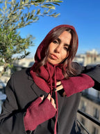 Cagoule mixte en laine et acrylique – Bordeaux – vue 3