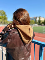Cagoule mixte en laine et acrylique – Camel – vue 2