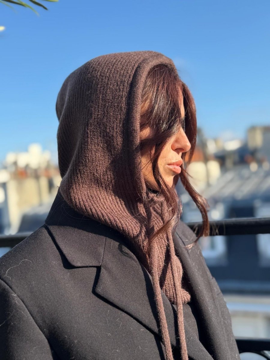 Cagoule mixte en laine et acrylique – Choco – vue 2