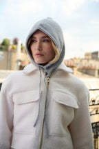 Cagoule mixte en laine et acrylique – Gris chiné clair – vue 2