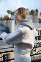 Cagoule mixte en laine et acrylique – Gris chiné clair – vue 3