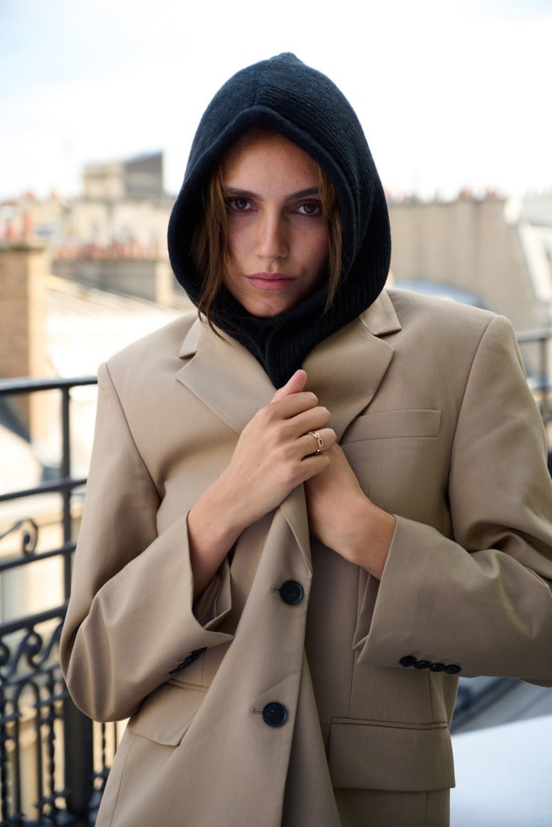 Cagoule mixte en laine et acrylique – Noir – vue 2