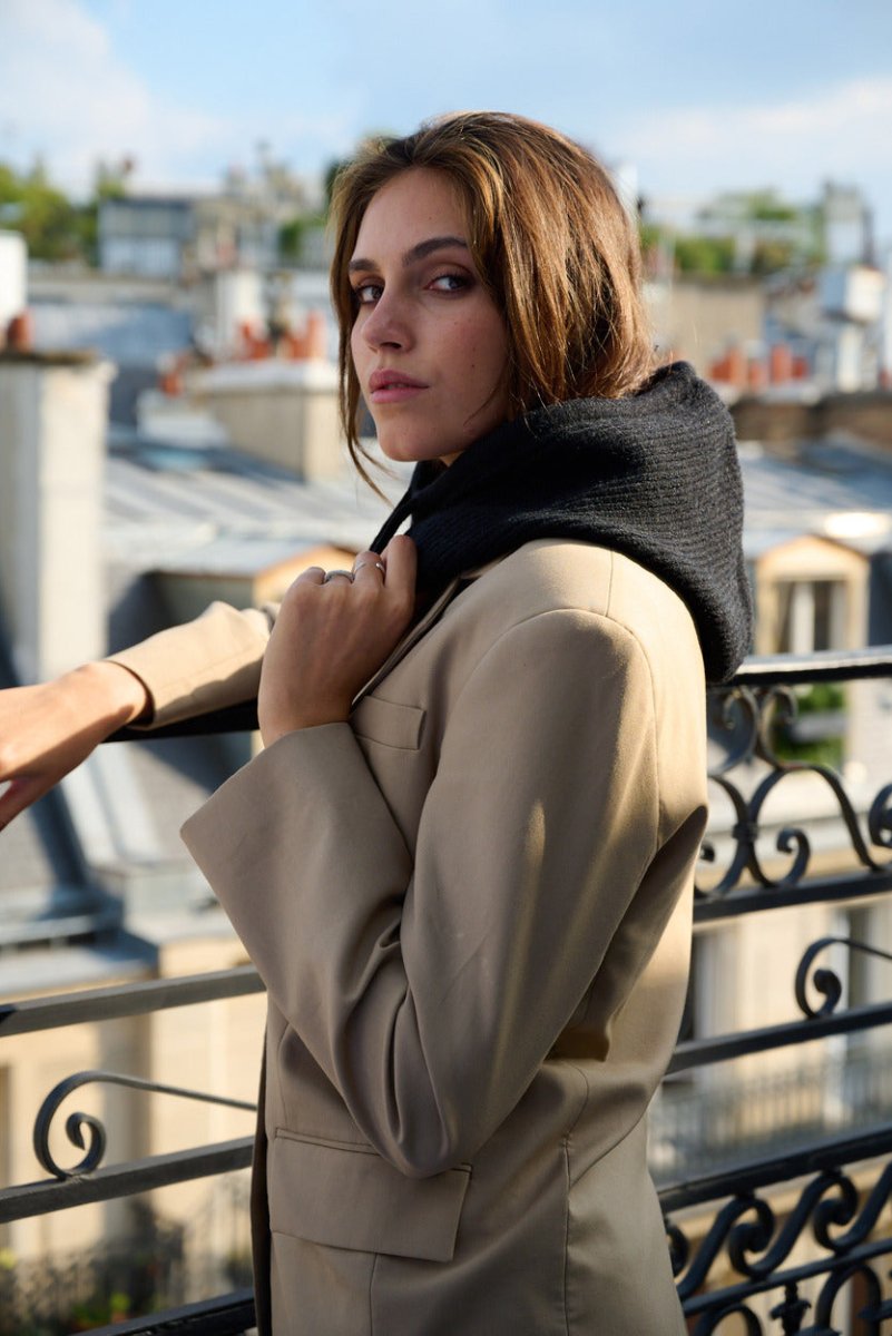 Cagoule mixte en laine et acrylique – Noir – vue 3
