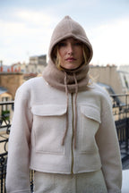 Cagoule mixte en laine et acrylique – Taupe – vue 1