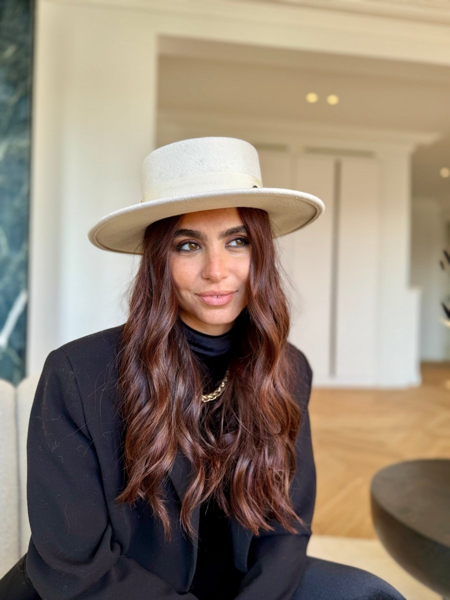 Canotier Coco en Laine petit Bord 6 cm Blanc - Joe & Mey