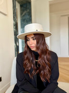 Canotier Coco en Laine petit Bord 6 cm Blanc - Joe & Mey