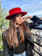 Canotier Coco en Laine petit Bord 6 cm Rouge - Joe & Mey