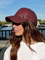Casquette baseball effet cuir vegan – Bordeaux – vue 2