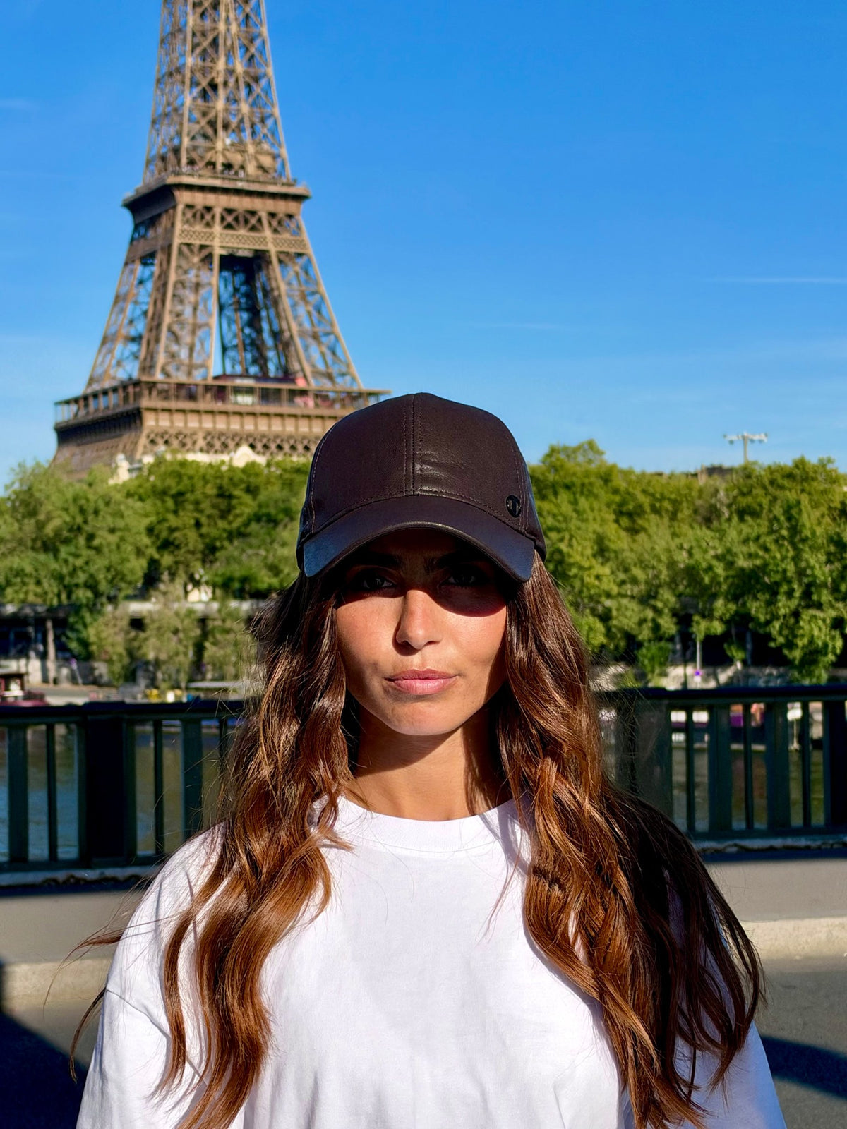 Casquette baseball effet cuir vegan – Choco – vue 1