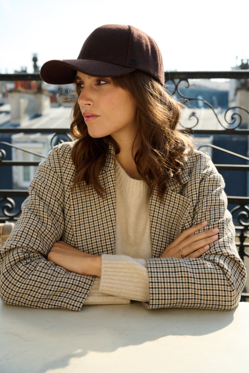 Casquette baseball en laine mélangée – Choco – vue 1