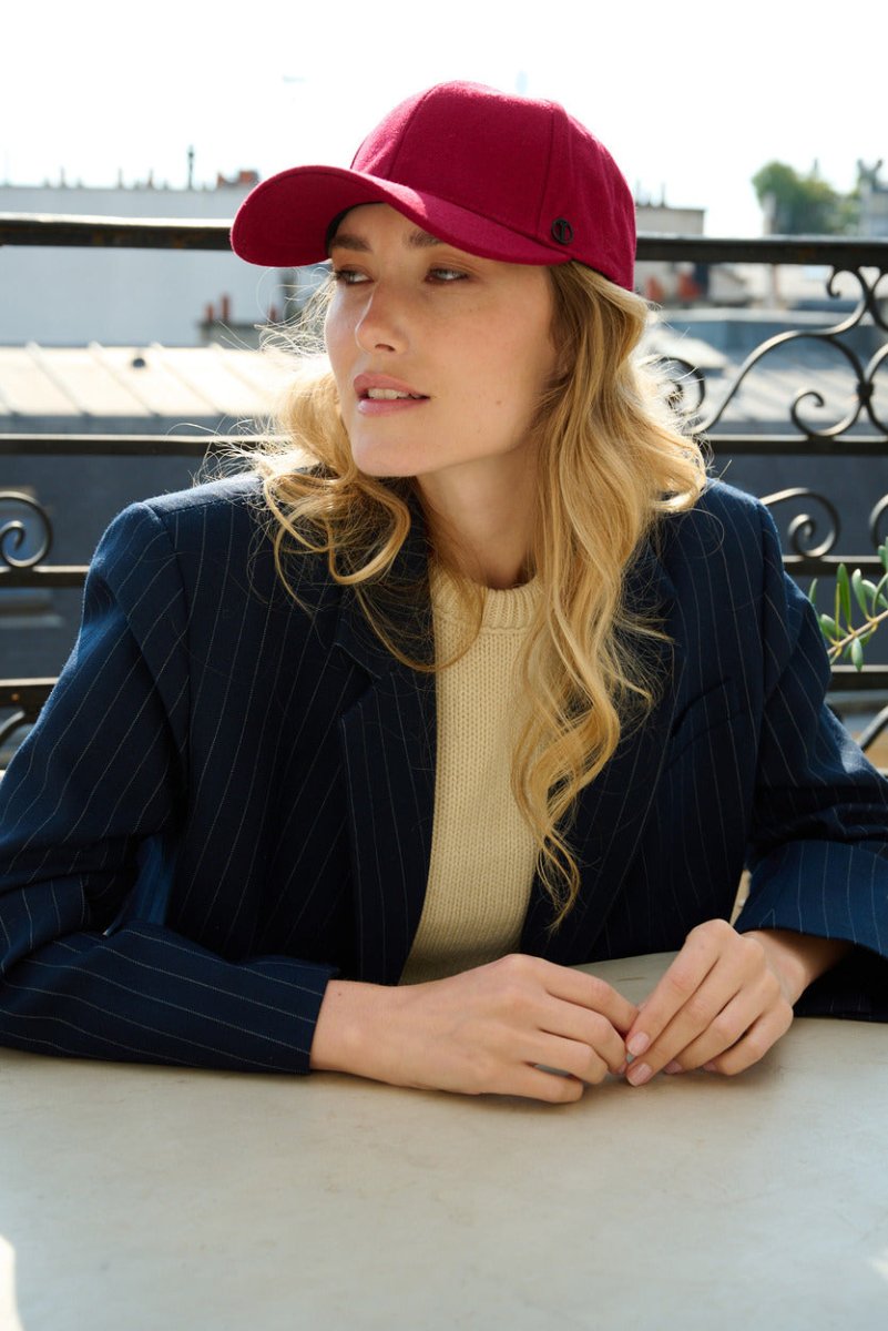 Casquette baseball en laine mélangée – Rouge – vue 2