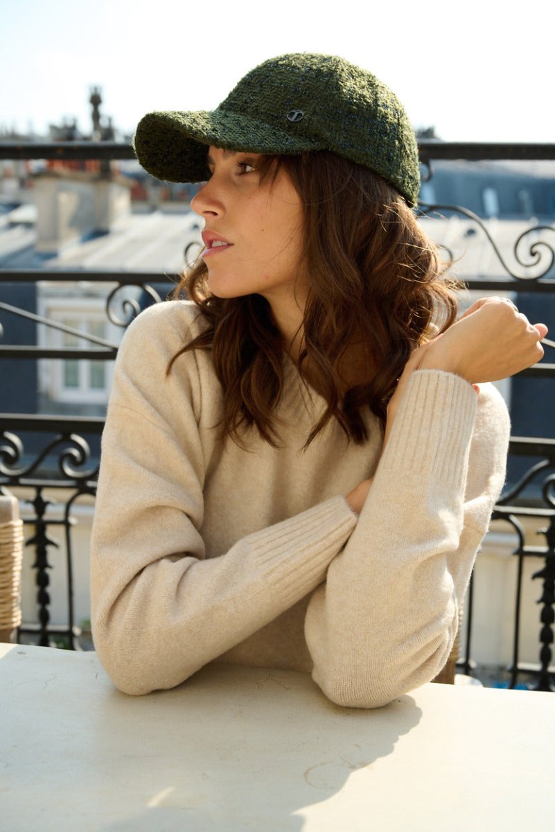 Casquette baseball en tweed – Kaki – vue 2