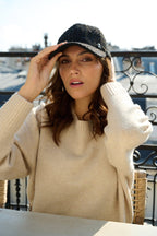 Casquette baseball en tweed – Noir – vue 2