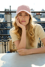 Casquette baseball en tweed – Rose – vue 1