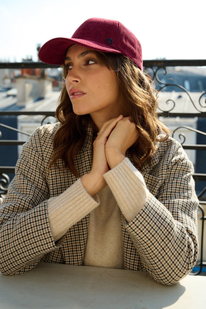 Casquette baseball effet velours – Bordeaux – vue 1