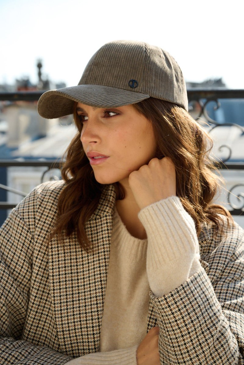 Casquette baseball effet velours – Taupe – vue 7