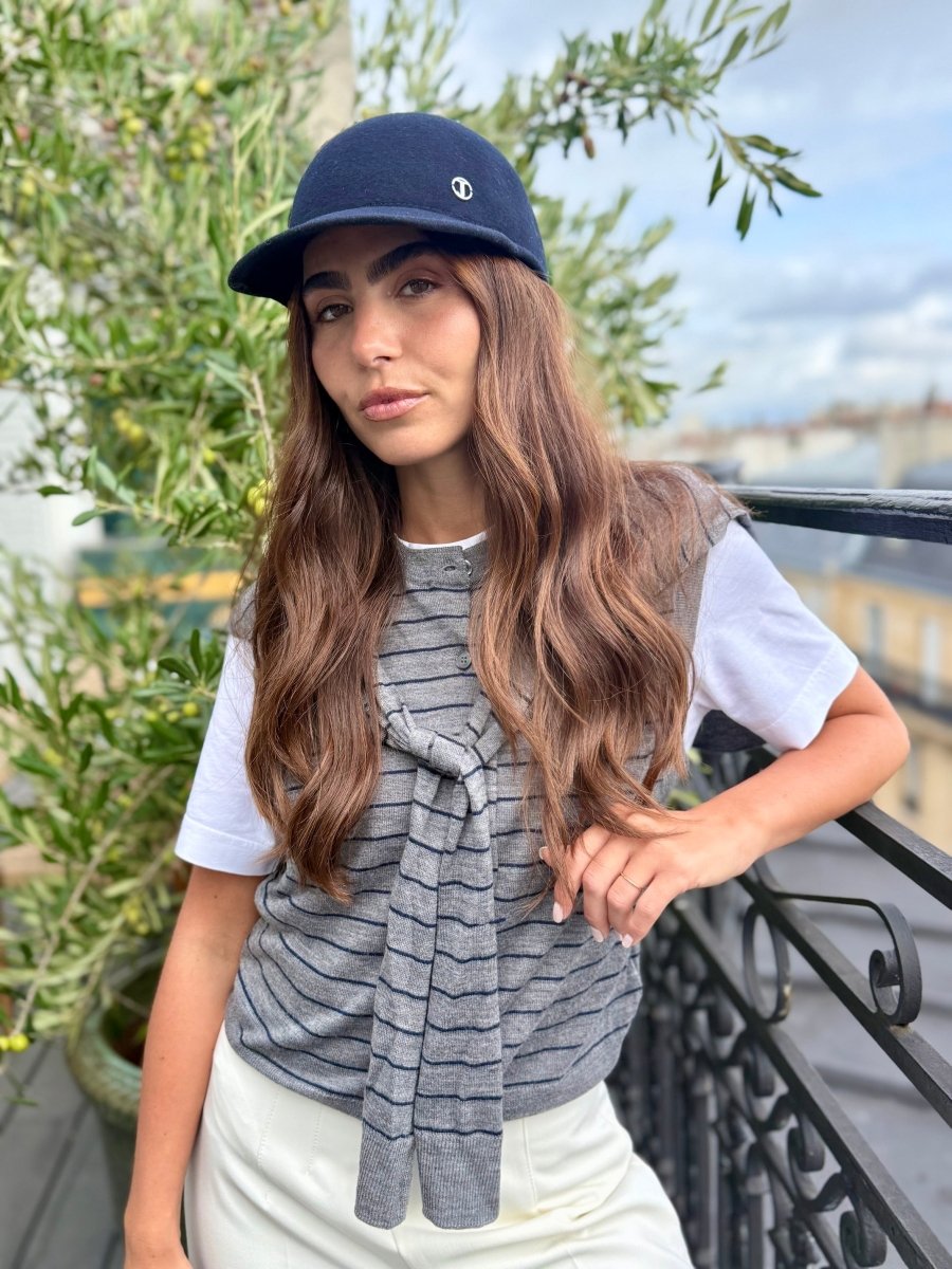 Casquette Billy en laine feutrine – Bleu marine – vue 1