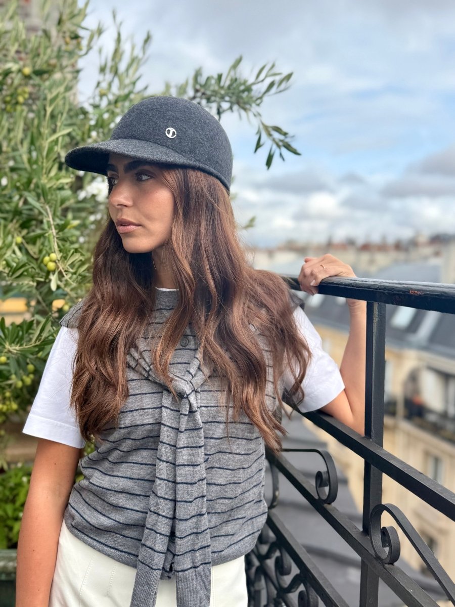 Casquette Billy en laine feutrine – Gris chiné foncé – vue 3