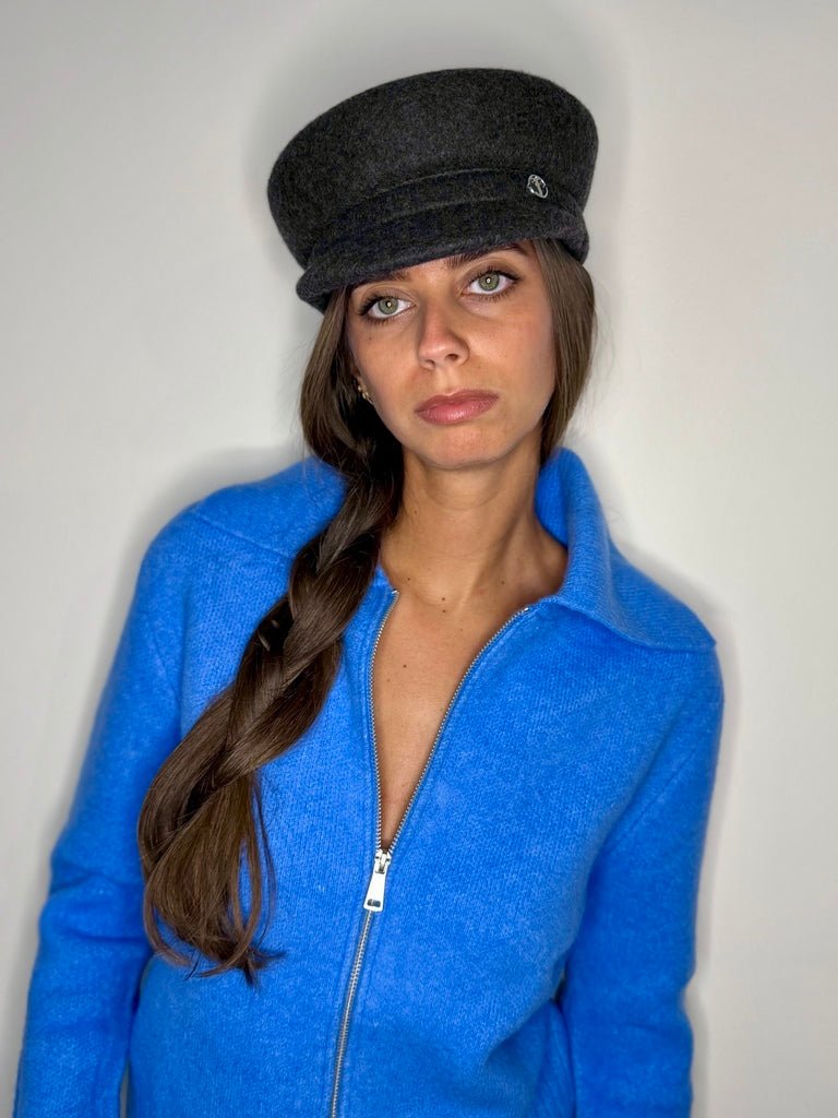 Casquette James en laine feutrine – Gris chiné foncé – vue 1