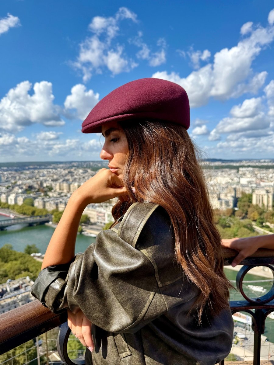 Casquette Plate Bombée en Laine Bordeaux - Joe & Mey