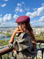 Casquette Plate Bombée en Laine Bordeaux - Joe & Mey