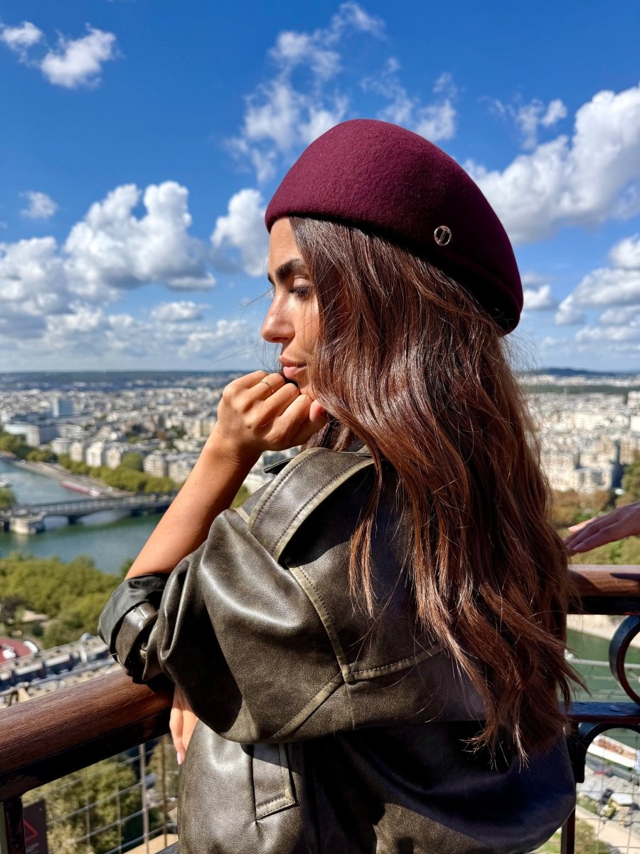 Casquette Plate Bombée en Laine Bordeaux - Joe & Mey