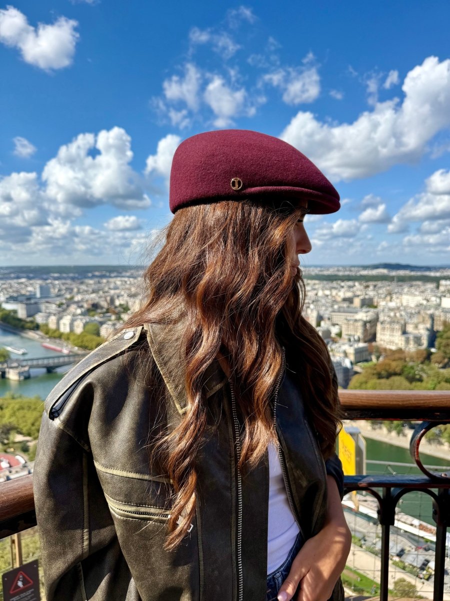 Casquette Plate Bombée en Laine Bordeaux - Joe & Mey