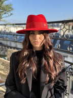 Chloé ASYMÉTRIQUE en Laine Bord 8cm Rouge - Joe & Mey