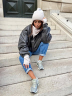 Coffret Triangle Bandana, Bonnet & Mitaines en Laine et Cachemire Beige - Joe & Mey