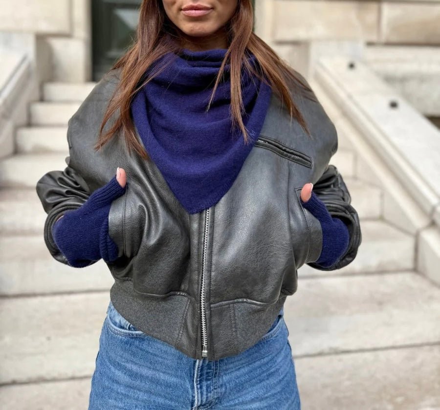 Coffret Triangle Bandana & Mitaines Bleu Marine - Joe & Mey