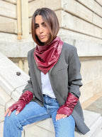 Coffret Triangle & Mitaines effet cuir vegan bordeaux - Joe & Mey