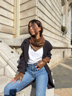 Coffret Triangle & Mitaines effet cuir vegan Camel - Joe & Mey